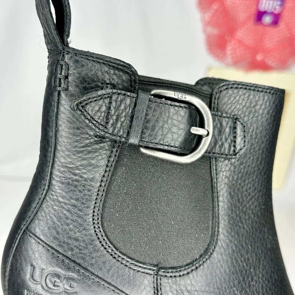 NW/B Ugg Arleta Wedge Waterproof Black Silver Buckle Boots Size 9.5 - Picture 5 of 12